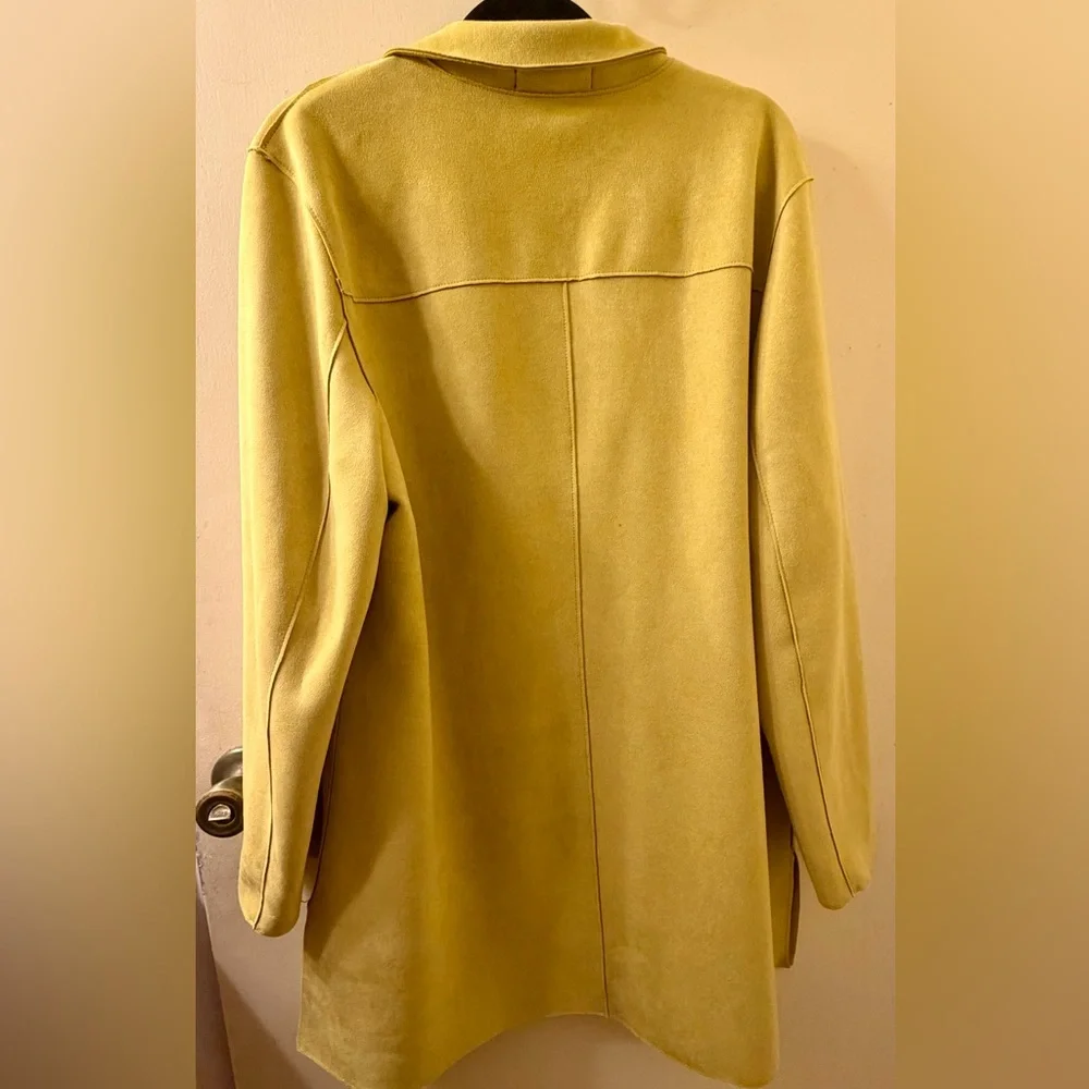 🔴Joan Vass- New York Yellow Faux Suede Women's Shacket/Jacket, Size. XL🔴 - Picture 3 of 8